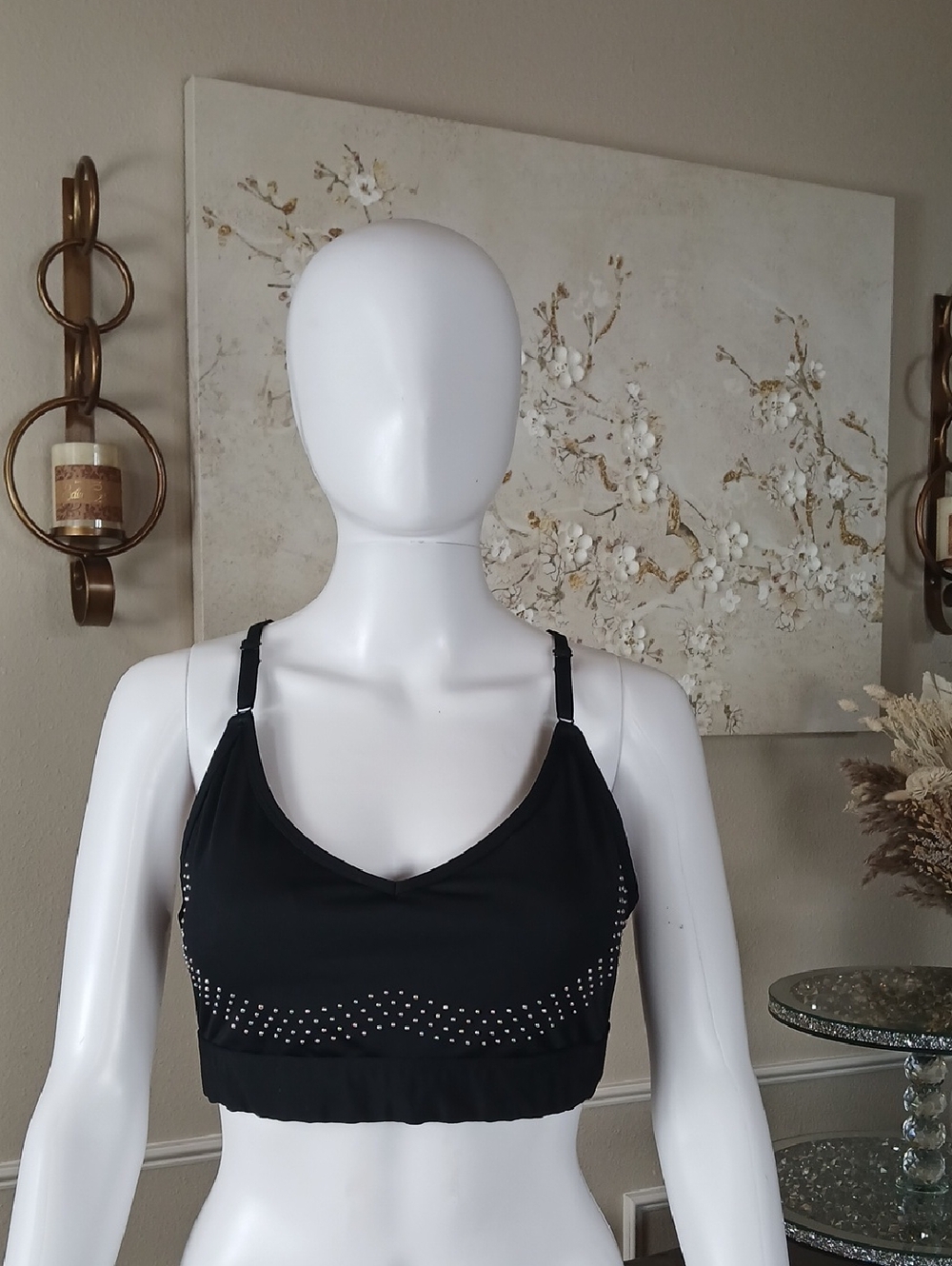 Victoria's Secret Pink Black Women's Seamless Studds Padded Sport Bra XL
